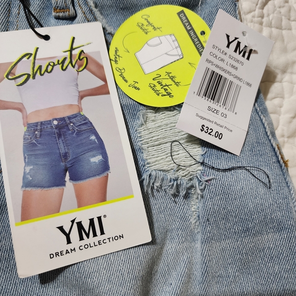 YMI Light Blue Distressed Women Shorts - Picture 2 of 5